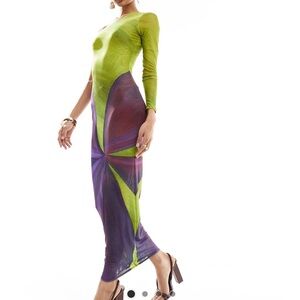 Elegant Multicolor Long Sleeve Dress